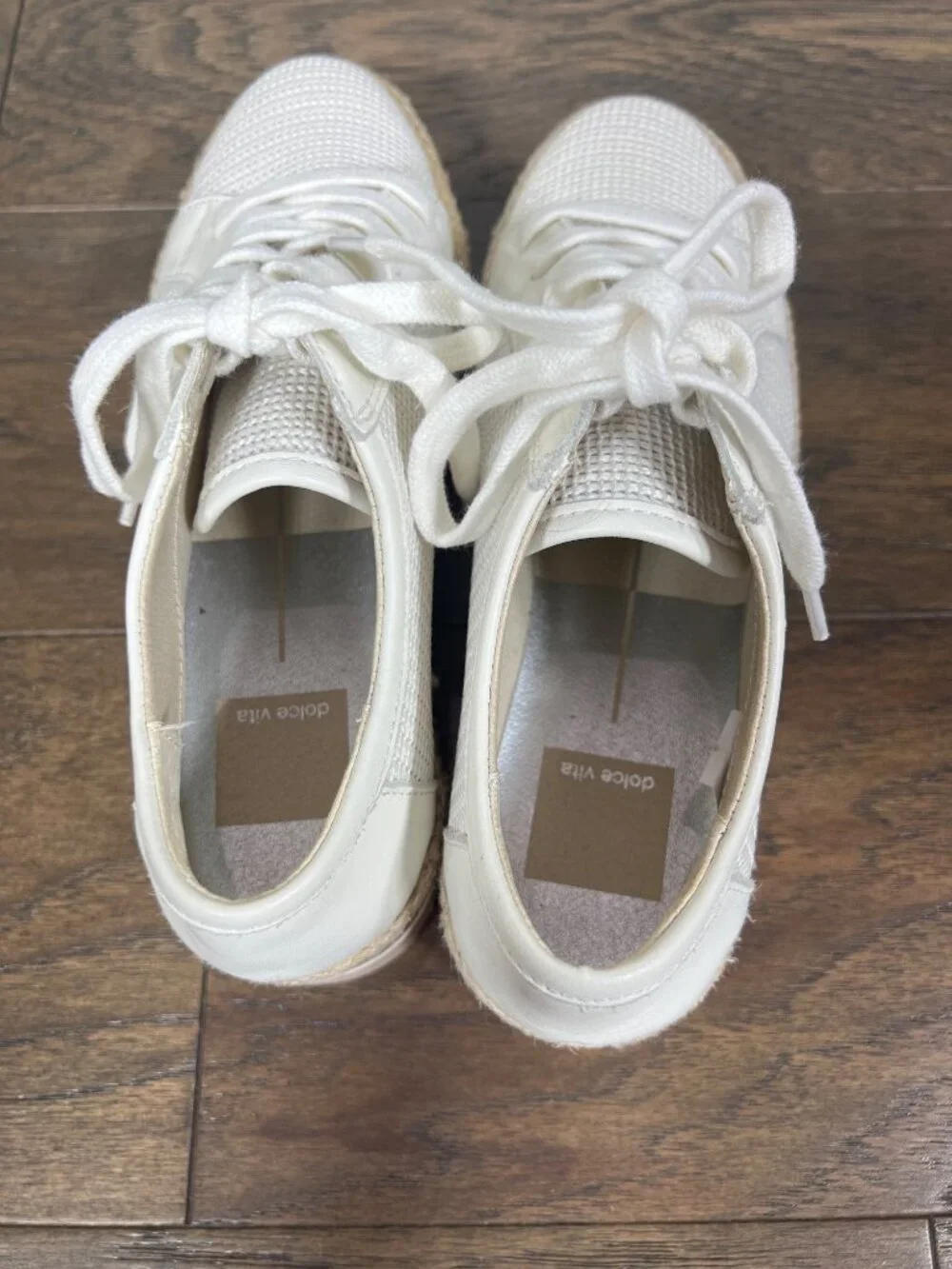 DOLCE VITA Women's Telah Mesh Leather Platform Sneaker Ivory Sz 6 EUC